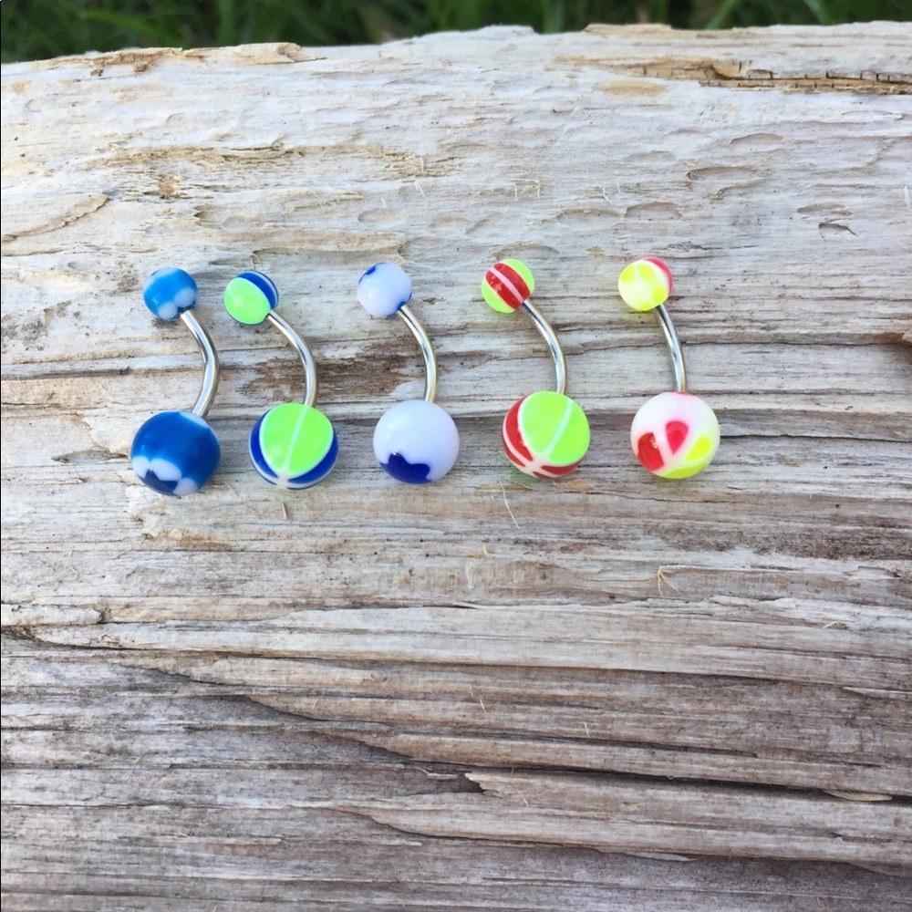5 Multi-Color Belly Button‎ Navel Rings - Picture 2 of 2
